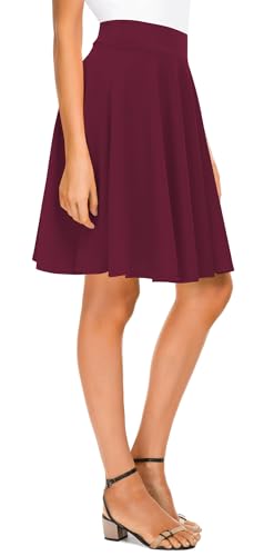 Urbancoco Damen Mädchen Basic Solid vielseitige dehnbaren informell Mini Skater Rock (L, rot-lange) von Urban CoCo