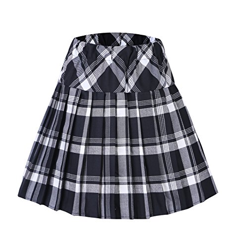 Urbancoco Damen Schulmädchen-Stil Tartan Skater Röcke (L, 1 weiß) von Urban GoCo