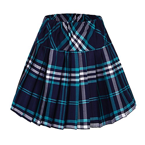 Urbancoco Damen Schulmädchen-Stil Tartan Skater Röcke (S, 2 blau) von Urban CoCo