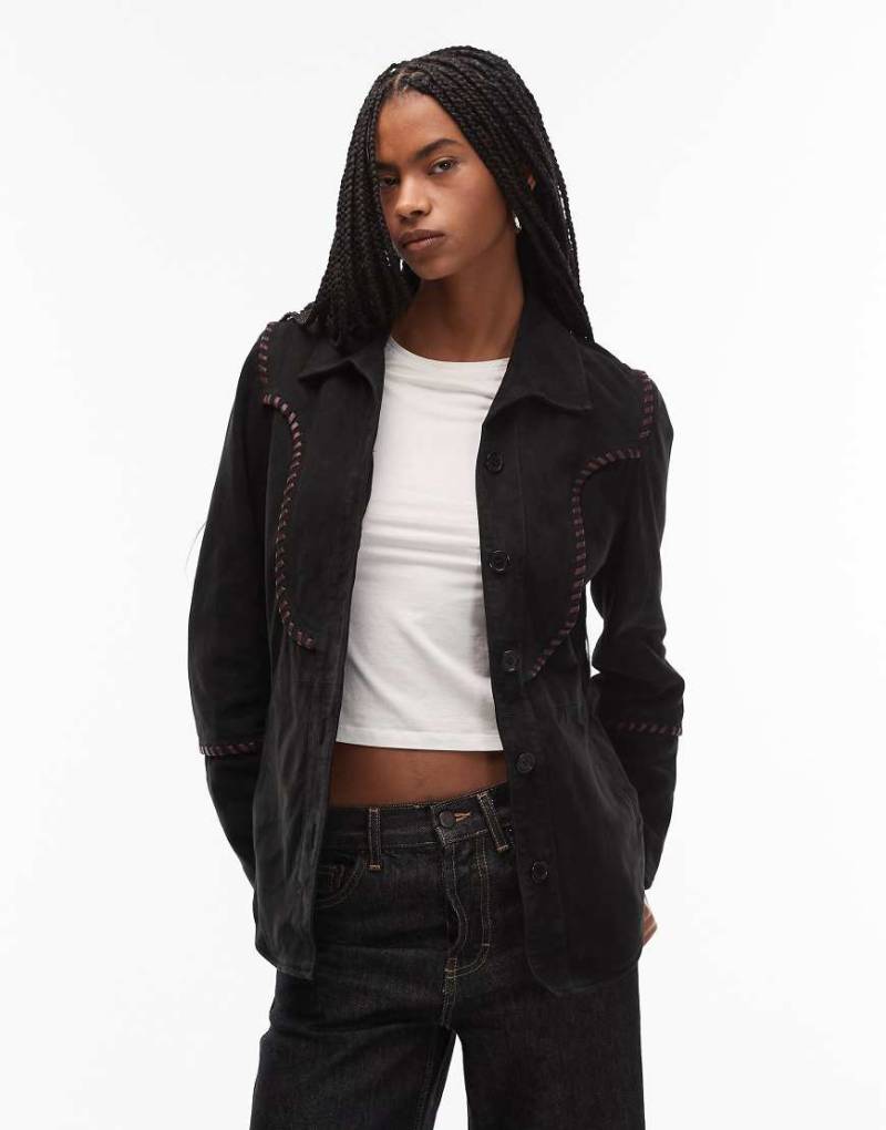 Urbancode - Boho-Jacke in Schwarz aus Wildleder mit Fransen von Urbancode