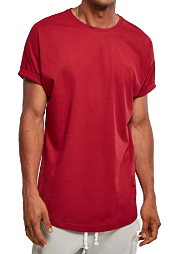 Urbandreamz Herren Long Shaped Turnup T-Shirt Brickred - XXL - von Urbandreamz