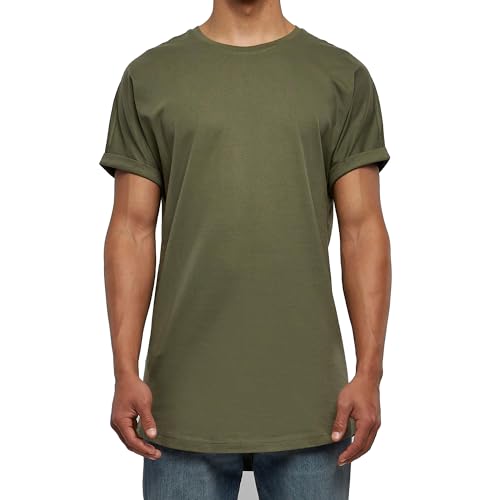 Urbandreamz Herren Long Shaped Turnup T-Shirt Olive - XXL - von Urbandreamz