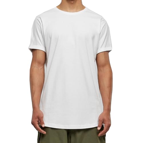 Urbandreamz Herren Long Shaped Turnup T-Shirt White - XL - von Urbandreamz