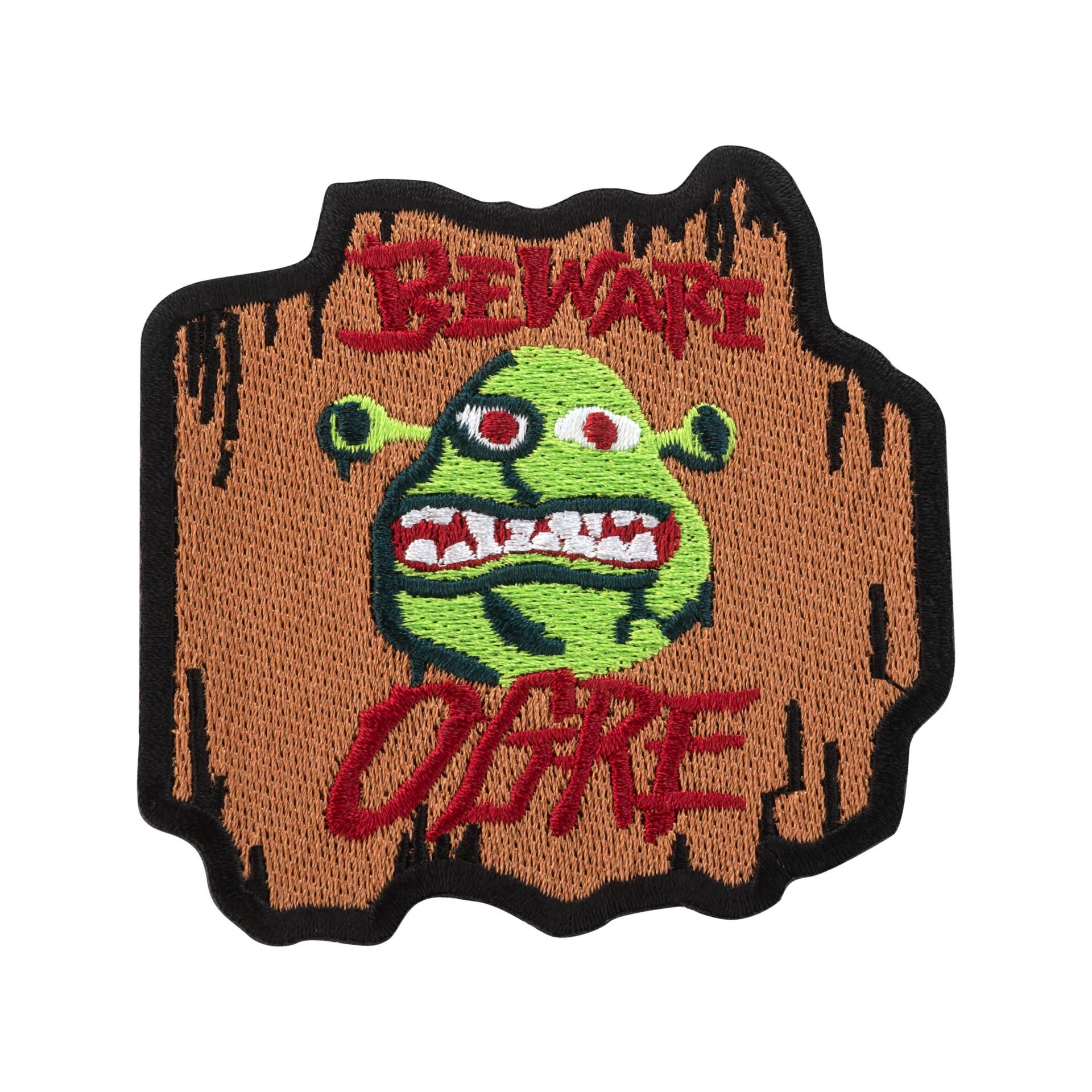 Urbanski Patch Beware Ogre Vorsicht Oger Holzschild Zum Aufbügeln 7 X 7, 4 cm | Aufnäher Applikation Bügelbild von UrbanskiShop