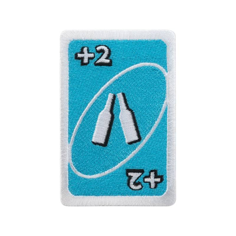 Urbanski Patch Blaue Spielkarte +2 Bier Zum Aufbügeln Oder Mit Klett 7, 9 X 5, 1 cm | Aufnäher Applikation Bügelbild von UrbanskiShop