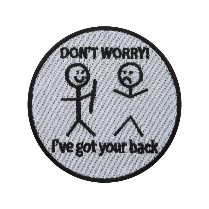 Urbanski Patch Don't Worry I've Got Your Back Lustige Strichmännchen Zum Aufbügeln 7, 4 X cm | Aufnäher Applikation Bügelbild von UrbanskiShop