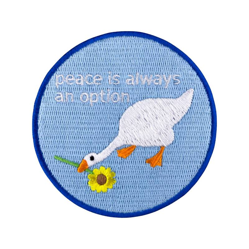 Urbanski Patch Gans Mit Blume Peace Is Always An Option Zum Aufbügeln 7, 4 X cm | Aufnäher Applikation Bügelbild von UrbanskiShop