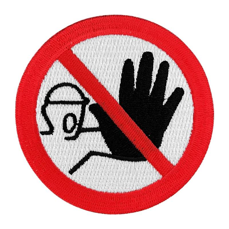 Urbanski Patch Nicht Anfassen Don't Touch Warnung | Rund Zum Aufbügeln 7, 4 X cm | Aufnäher Applikation Bügelbild von UrbanskiShop