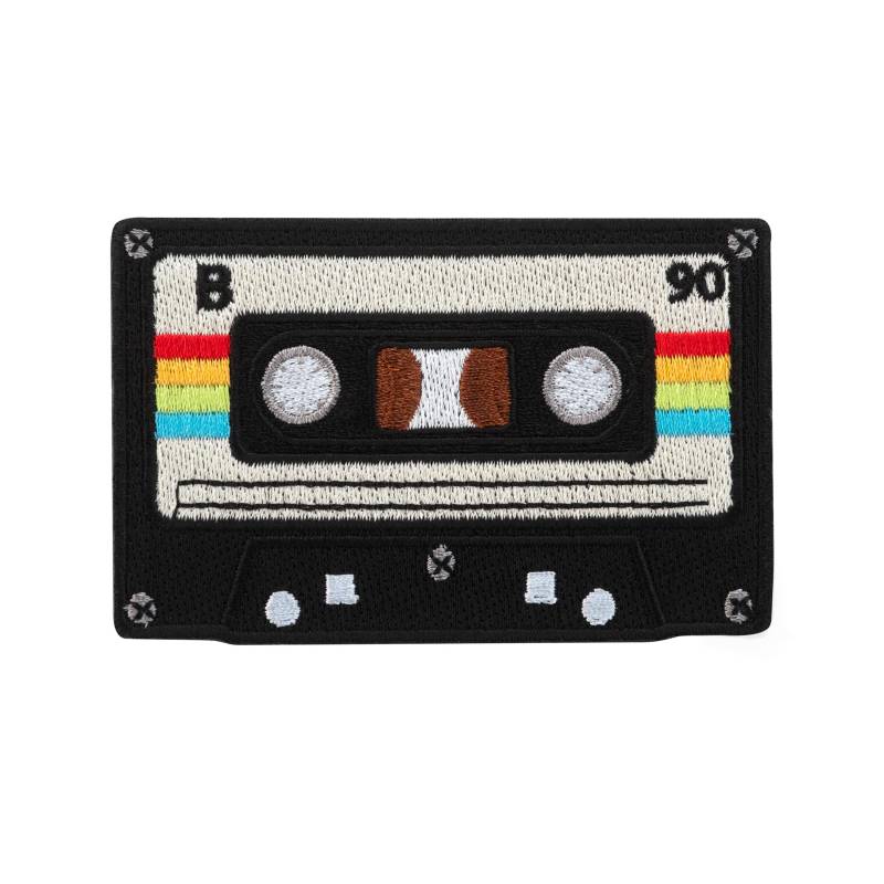 Urbanski Patch Retro Kassette Mit Regenbogenfarben Zum Aufbügeln 5, 9 X 8, 4 cm | Aufnäher Applikation Bügelbild von UrbanskiShop