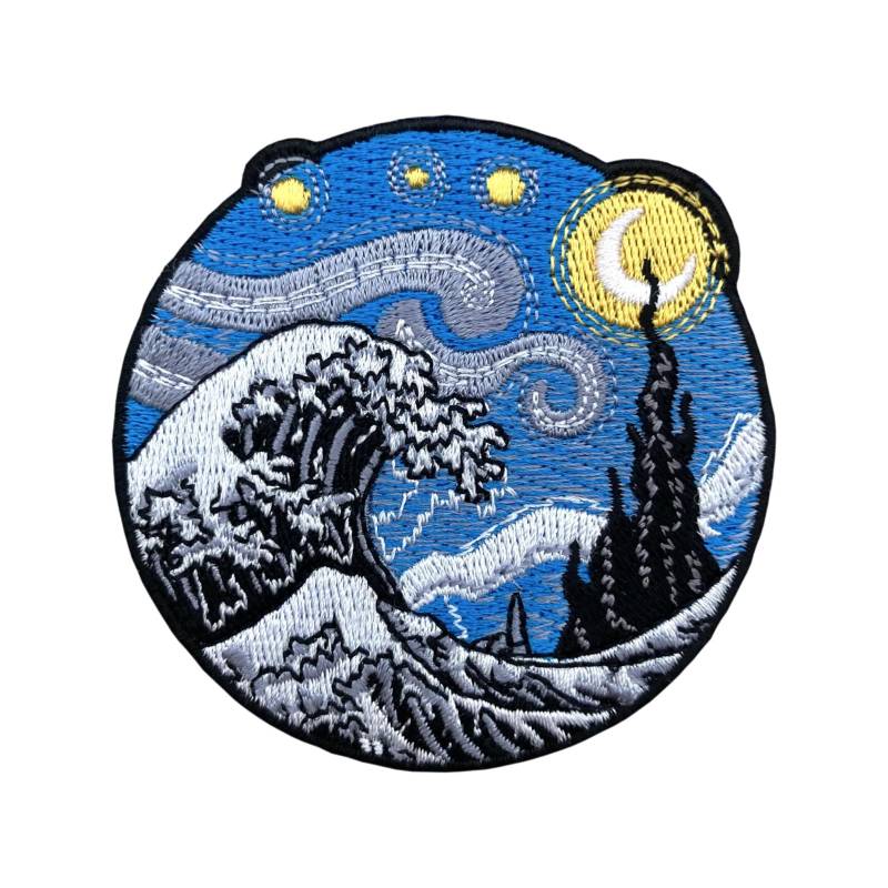 Urbanski Patch The Great Wave Im Van Gogh Stil Zum Aufbügeln 7 X cm | Aufnäher Applikation Bügelbild von UrbanskiShop