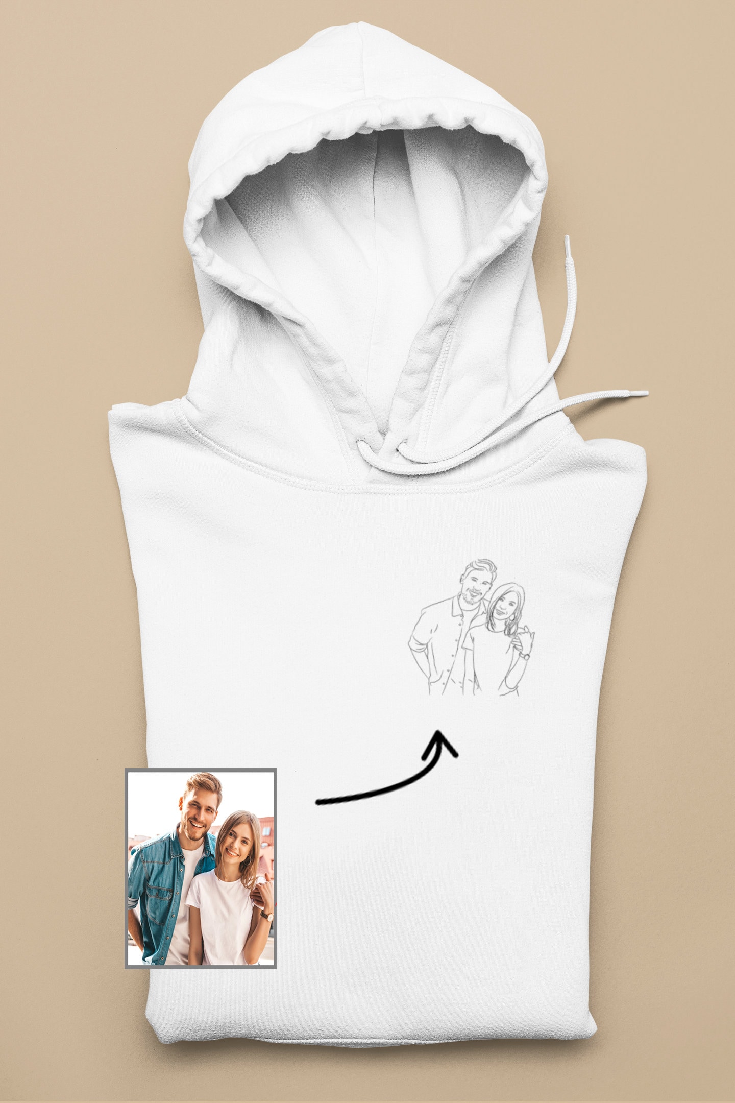 Hoodie Mit Benutzerdefiniertem Paar Porträt Foto, Line Art Skizze Zeichnung Illustration, Sweatshirt, Geschenk Für Paare, Valentinstag Hoodie Mit Benutzerdefiniertem Paar Porträt Foto, Line Art Skizze Zeichnung Illustration, Sweatshirt, Geschenk Für Paare, Valentinstag von LalasolArt