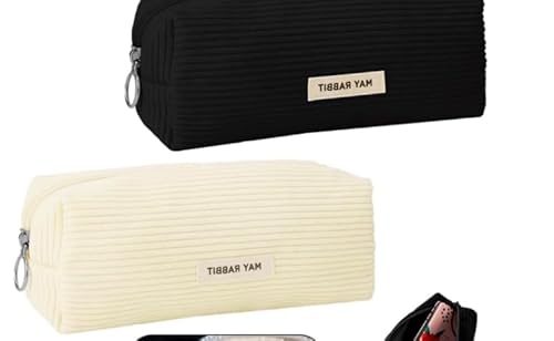 Mäppchen Cord-Stoff, 2 stück Teenager Stiftetasche, Schreibwaren Organizer Tasche Tragbares Federmäppchen für Mädchen Teenager Pencil Case Federmäppchen mit praktischem Reißverschluss von Urganvem