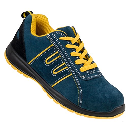 URGENT Arbeitsschuhe Sicherheitsschuhe Modell 212 S1 EN ISO 20345 UNISEX, Blau/Gelb, 45 EU von Urgent