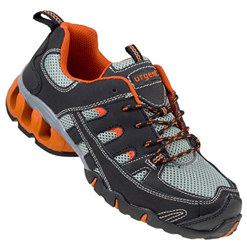 Urgent Herren Leder Stahlkappe Arbeitsschuhe Sicherheitsschuhe Workwear Garten 215 S1, Grau/Orange, 39 2/3 EU von Urgent