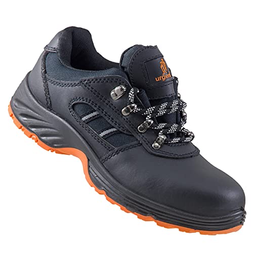 Urgent Leightweight Leder Herren Schuhe Sicherheit Arbeitsschuh mit Stahlkappe 207 SB, Schwarz , 46 EU von Urgent