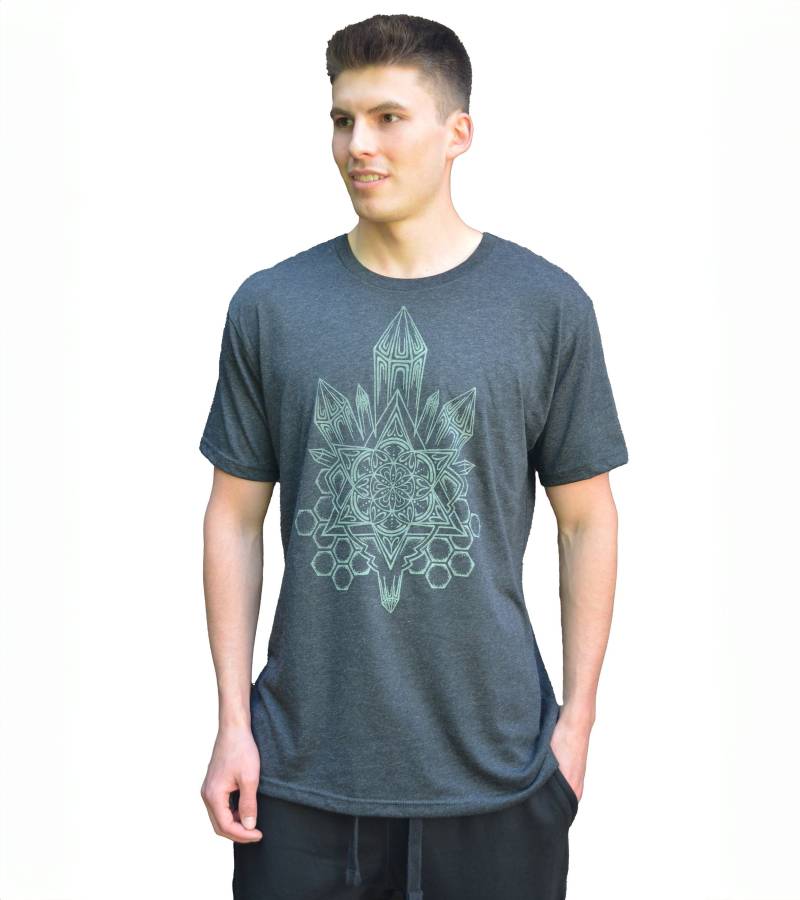 Glow in The Dark Seed Of Life Kristall T-Shirt - Herren Festival Kleidung Heilige Geometrie Shirt Samen Des Lebens von UriahClearLight