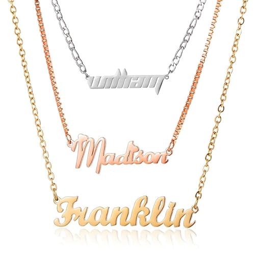 Urijk Namenskette Personalisiert-Kette mit Namen Gold/Rose/Silber,18k Gold Überzogenes Geschenk Kundenspezifischer Personalisierte Namenskette Für Frauen Geburtstag, Valentinstag, Muttertag von Urijk