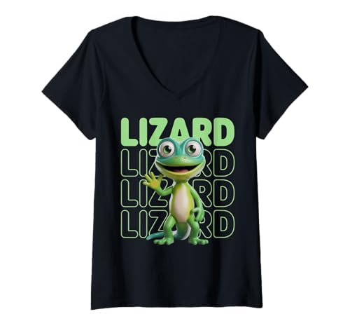 Damen Lustige Echsenmeme Tier Humor Reptilien Liebhaber Geschenk T-Shirt mit V-Ausschnitt von Urkomisches Reptil und Echsenmeme