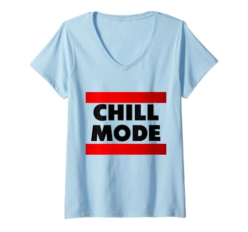Damen Chill Mode, Freizeit, Relaxen, Urlaub T-Shirt mit V-Ausschnitt von Urlaub, Chillen, Fun