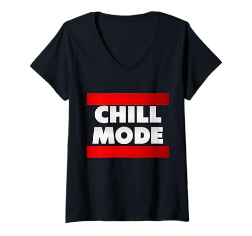 Damen Chill Mode, Freizeit, Relaxen, Urlaub T-Shirt mit V-Ausschnitt von Urlaub, Chillen, Fun