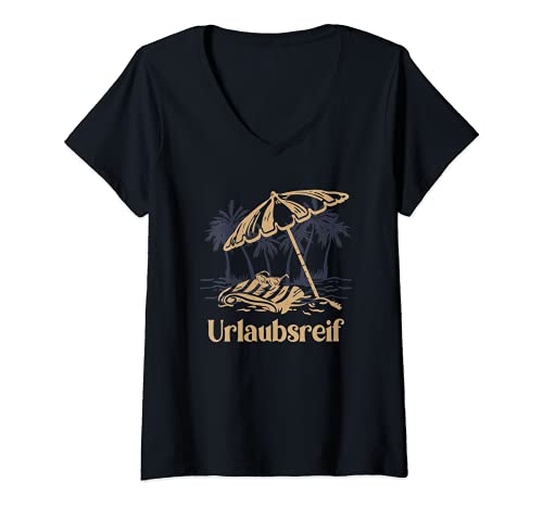 Damen Reif für die Insel Urlaub Reisen Südsee Karibik Urlaubsreif T-Shirt mit V-Ausschnitt Damen Reif für die Insel Urlaub Reisen Südsee Karibik Urlaubsreif T-Shirt mit V-Ausschnitt von Urlaub Reise Insel Urlaubsreif Karibik Geschenk