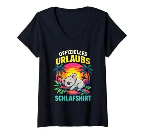 Damen Offizielles Urlaubs Schlafshirt - Urlaubszubehör T-Shirt mit V-Ausschnitt von Urlaubsoutfit Urlaubsgeschenke