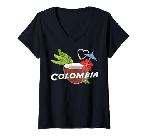 Damen Kolumbien Herz aus Schnee Südamerika Charlie Urlaub Souvenir T-Shirt mit V-Ausschnitt von Urlaubsziele: Kolumbien