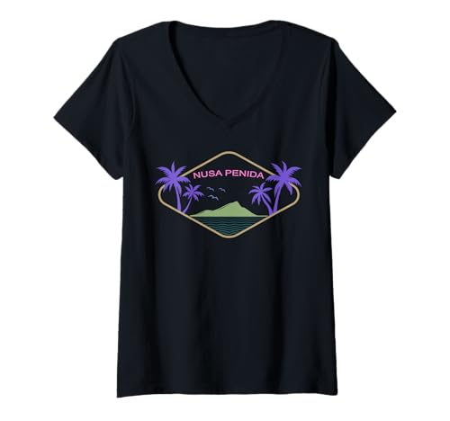Damen Nusa Penida Insel Souvenir Indonesien T-Shirt mit V-Ausschnitt von Urlaubsziele: Nusa Penida