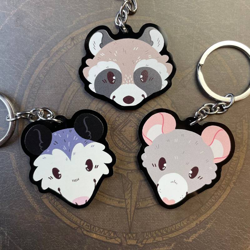 Trash Trio - Waschbär Opossum Ratte Acrylanhänger von UrsocsDen