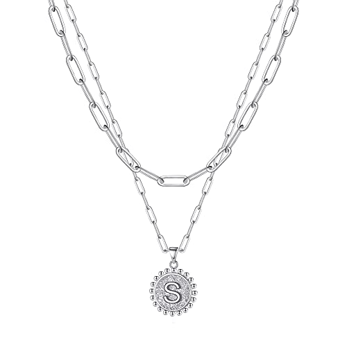 Geschichtete Choker-Halsketten für Damen, 14 Karat vergoldet, zierliche Büroklammer-Kette, einfache verstellbare Initialen-Münz-Anhänger, mehrlagige Goldkette, Halsketten für Frauen, Schmuckgeschenke Geschichtete Choker-Halsketten für Damen, 14 Karat vergoldet, zierliche Büroklammer-Kette, einfache verstellbare Initialen-Münz-Anhänger, mehrlagige Goldkette, Halsketten für Frauen, Schmuckgeschenke von Ursteel
