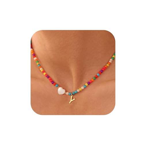 Ursteel Bunte Initialen-Halsketten für Mädchen – trendige Perlen-Choker-Halskette für Frauen, Teenager, Mädchen, personalisierbar, Buchstaben-Initialen-Geschenke für Frauen, Kinderschmuck, Messing Ursteel Bunte Initialen-Halsketten für Mädchen – trendige Perlen-Choker-Halskette für Frauen, Teenager, Mädchen, personalisierbar, Buchstaben-Initialen-Geschenke für Frauen, Kinderschmuck, Messing von Ursteel