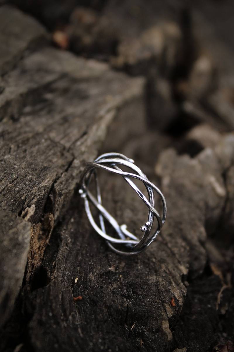 Zweig Sterlingsilber Ring, Ehering Elfen, Boho Schmuck von UrsulaJewelry