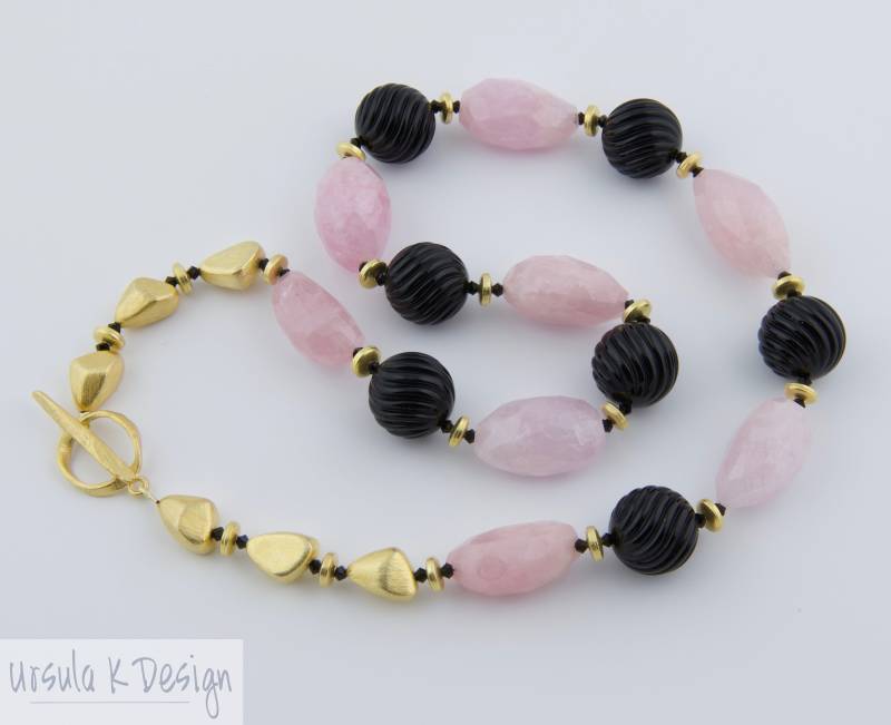 Morganit Onyx Halskette, One Of A Kind Statement Custom Fine Schmuck, Elegant von UrsulaKDesign