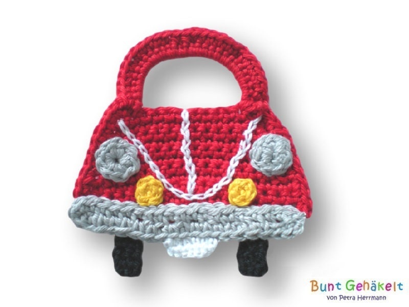 Auto, Häkelapplikation, Aufnäher, Applikation, Häkelauto, Jungenapplikation, Gehäkelt, Gehäkeltes Auto von UrsulaPetra