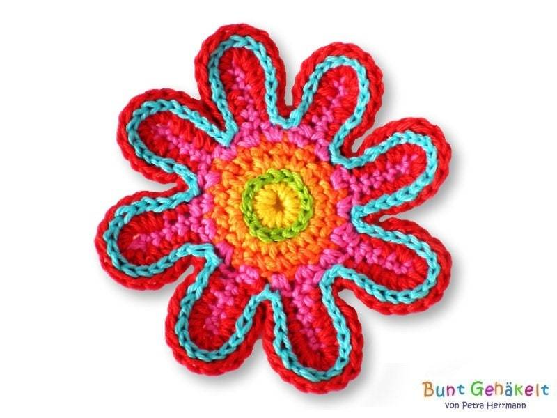 Blume - Häkelapplikation Applikation Aufnäher von UrsulaPetra