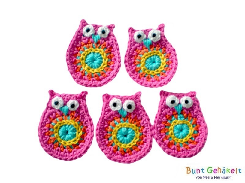 Eule - Mini Häkelapplikation Aufnäher von UrsulaPetra