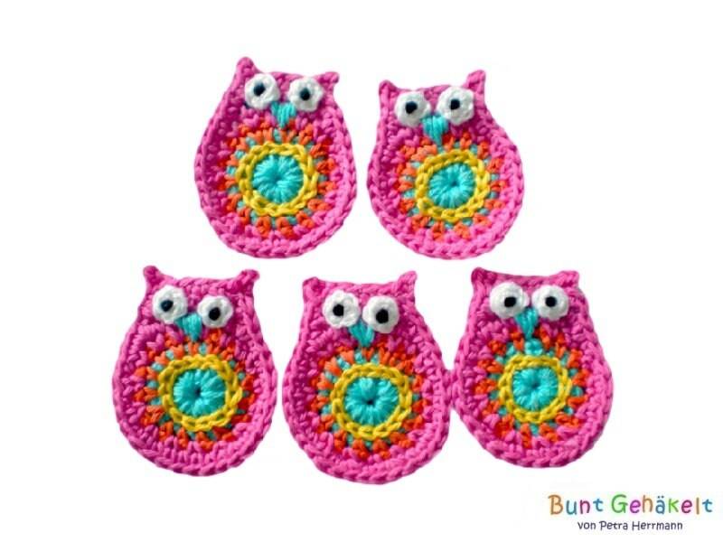 Eule - Mini Häkelapplikation Aufnäher von UrsulaPetra