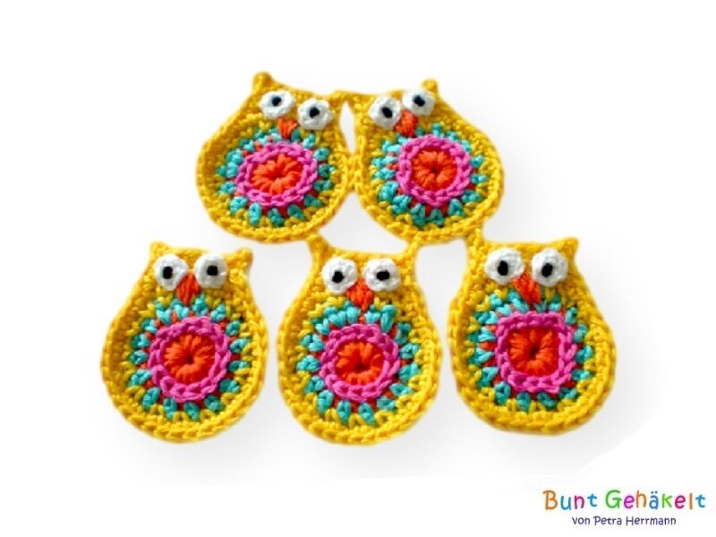 Eule - Minieule Häkelapplikation Applikation Aufnäher von UrsulaPetra