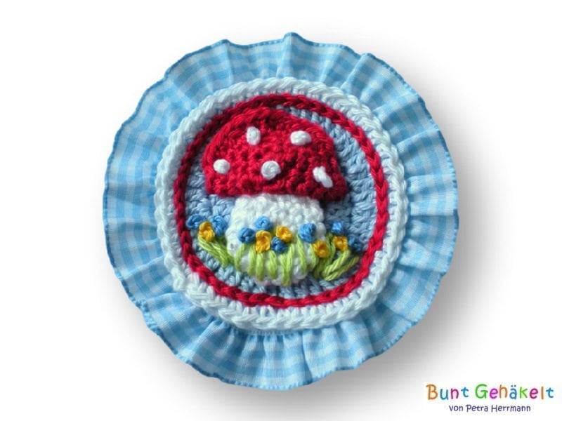 Fliegenpilz Button, Häkelapplikation, Aufnäher, Applikation, Häkelbild, Häkelbutton von UrsulaPetra