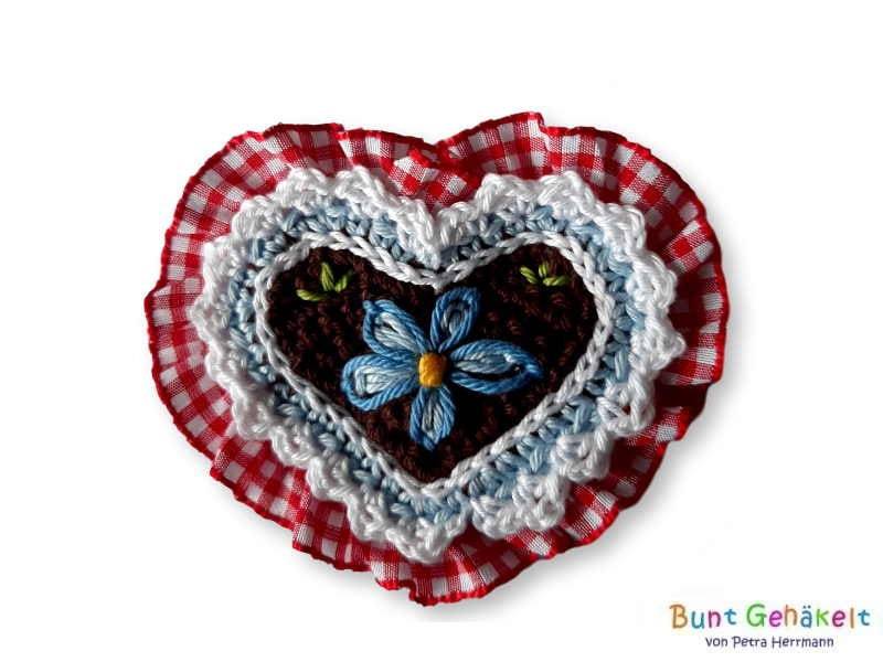 Gehäkelte Herz Applikation, Häkelapplikation, Aufnäher, Oktoberfest, Gehäkeltes von UrsulaPetra