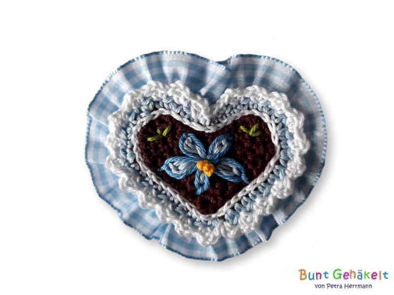 Gehäkelte Herz Applikation, Häkelapplikation, Aufnäher, Oktoberfest, Gehäkeltes von UrsulaPetra