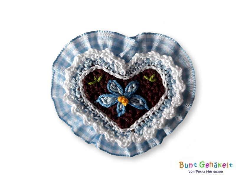 Gehäkelte Herz Applikation, Häkelapplikation, Aufnäher, Oktoberfest, Gehäkeltes von UrsulaPetra
