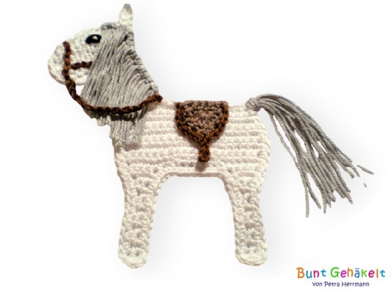 Gehäkeltes Pferd, Häkelapplikation, Aufnäher, Pony, Applikation, Aufnäher von UrsulaPetra