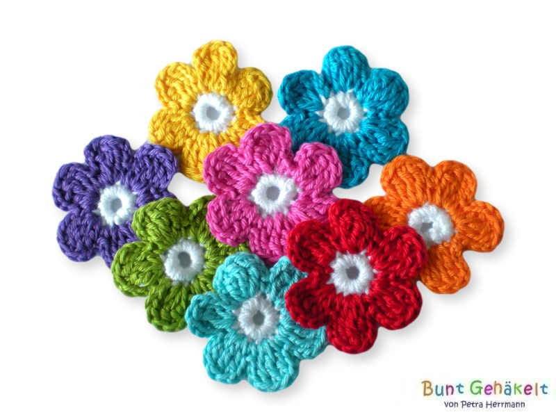 Häkelblumen 4 cm Blumen Häkelappliktionen Applikation Aufnäher Häkelbild Häkelblumen 4 cm Blumen Häkelappliktionen Applikation Aufnäher Häkelbild von UrsulaPetra