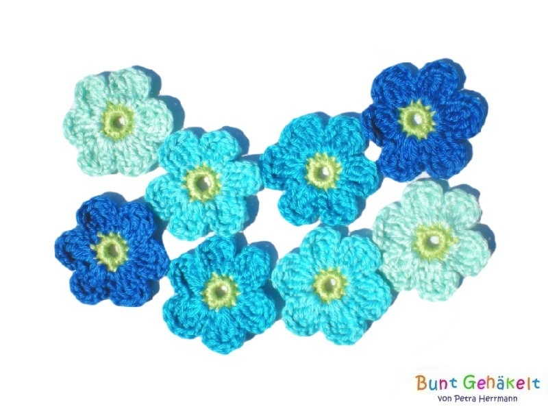 Häkelblumen 4 cm Häkelapplikationen Aufnäher Blumen Applikationen von UrsulaPetra