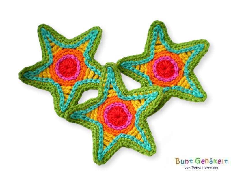 Häkelstern Stern Häkelapplikation Aufnäher Gehäkelter von UrsulaPetra