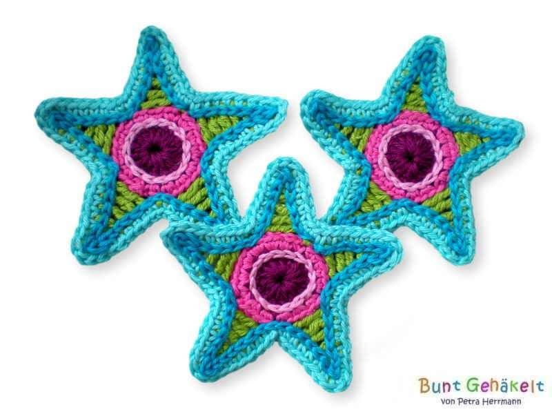 Häkelstern Stern Häkelapplikation Aufnäher Gehäkelter von UrsulaPetra
