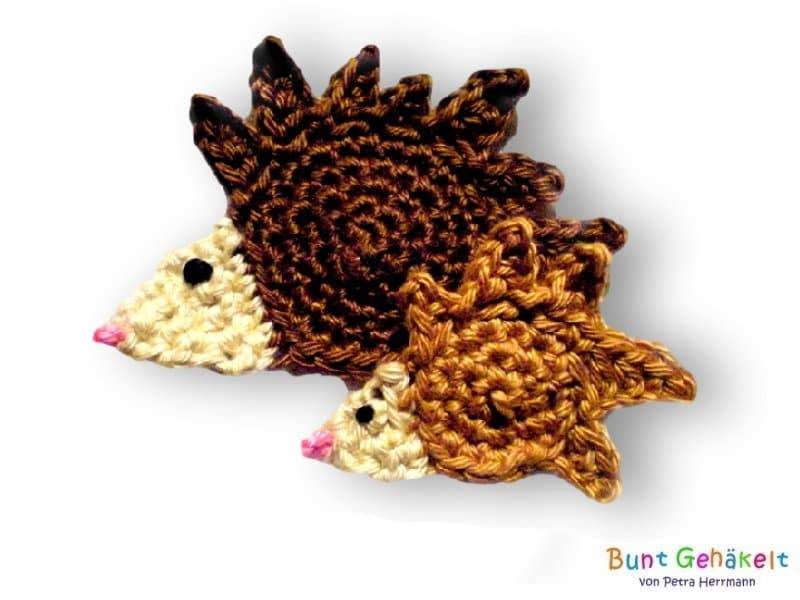 Igel Gehäkelte Applikation Herbstdeko Igelapplikation Häkelapplikation Gehäkelter Aufnäher von UrsulaPetra