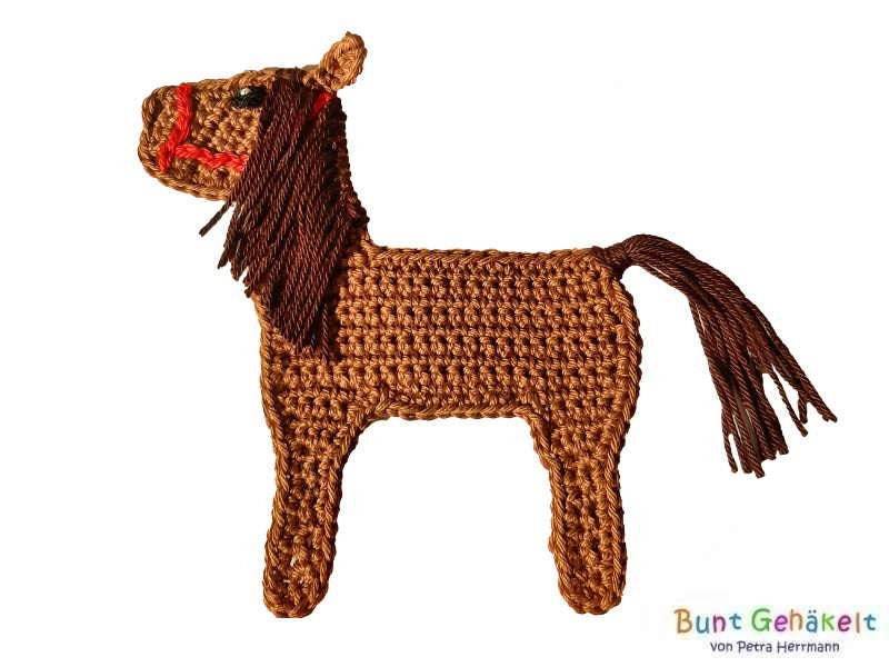 Pferd, Häkelapplikation, Aufnäher, Pony, Applikation, Tierapplikation, Pferdeapplikation, Mädchenapplikation von UrsulaPetra