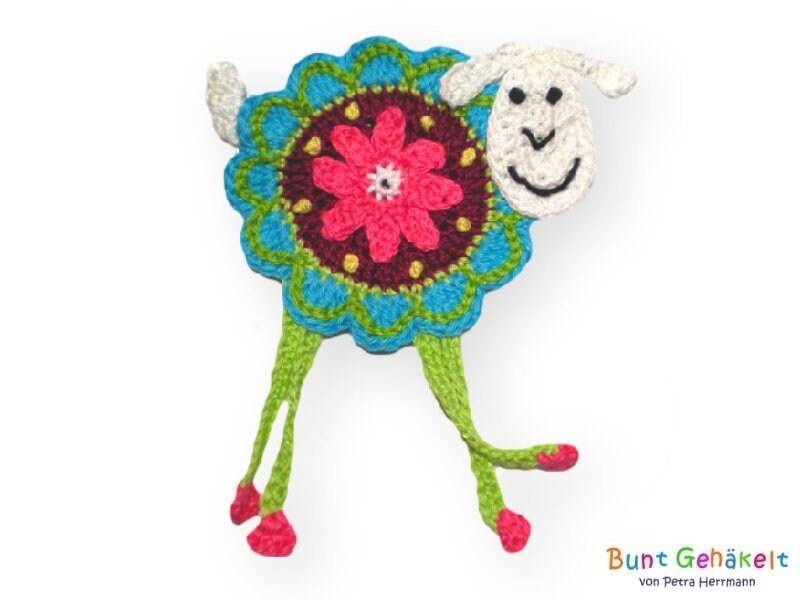 Schaf Flower Häkelapplikation Aufnäher Applikation von UrsulaPetra